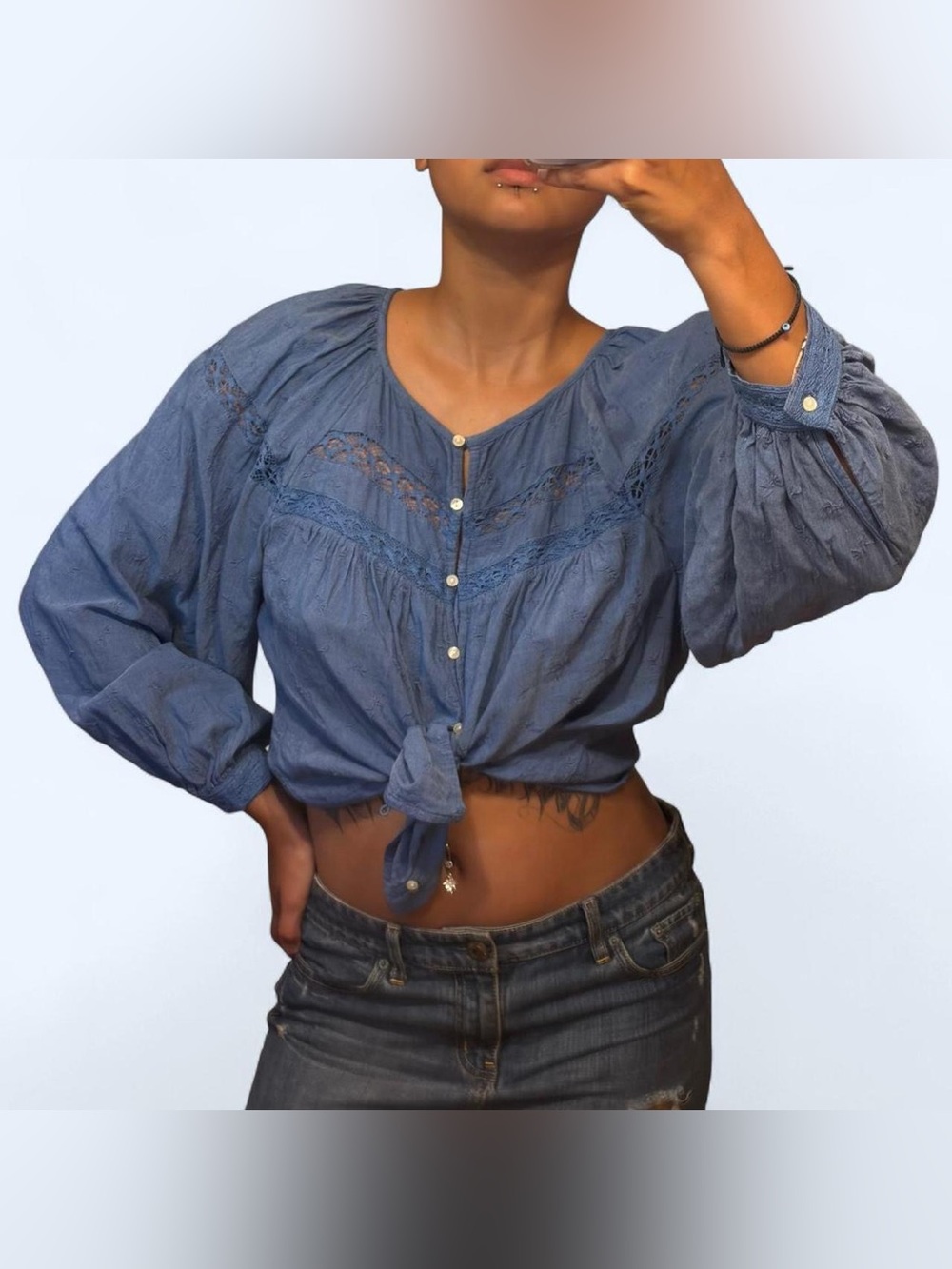 Blue Floral Babydoll Peasant Top by Old Navy!